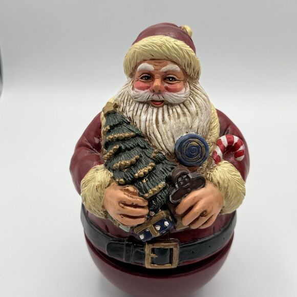 Vtg Musical Revolving Santa 7” Windsor Collection Roly Poly Video Works Wind 90s - Picture 6 of 12